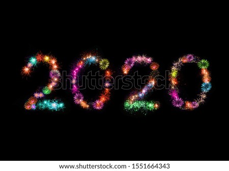 2020 happy new year firework text
