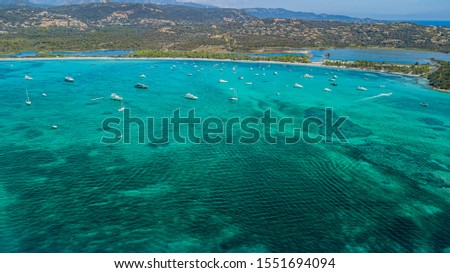 Green Coastline in Corsica with Some Boats, Pinarello Bay