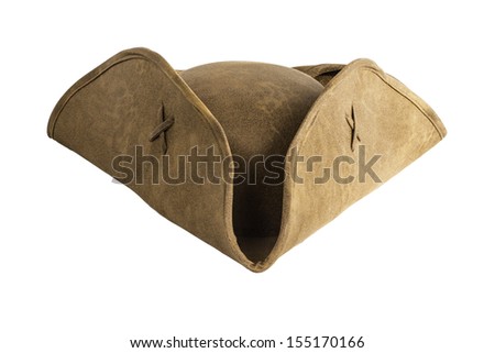 A brown pirate or sailor hat isolated on a white background.