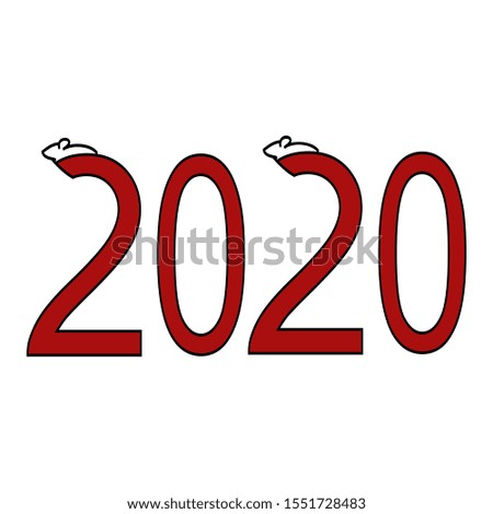 Happy New Year 2020. Holiday banner font in gold and dark red. Vector illustration