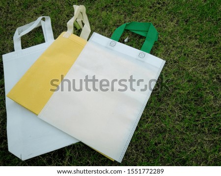 3 different colored Eco Friendly Bags, Non Woven Polypropylene yellow Bag, Reusable shopping White bag, Gift Bag, Reduce, Reuse, Recycle,