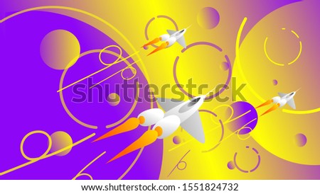  Spaceship Flying on Unknown Planet in The Universe