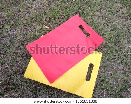 red or yellow Eco Friendly Bags Reusable shopping bags, Gift Bag, Reduce, Reuse, Recycle,
