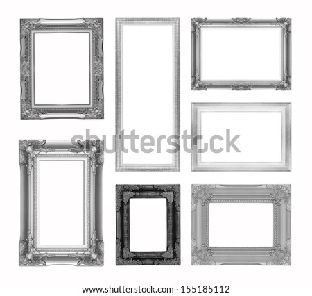 Set of silver picture frame isolated on white backgrounds