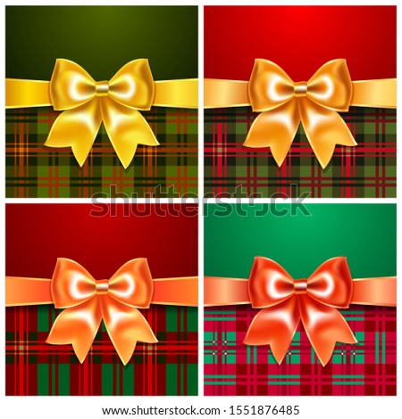 Set backgrounds with satin ribbon colorful bow, 10eps. Perfect as invitation or congratulation