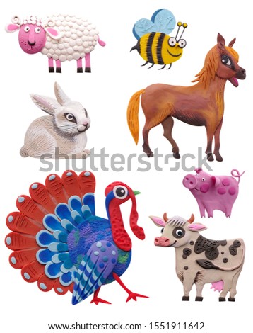 Set of animals, different types on a white background