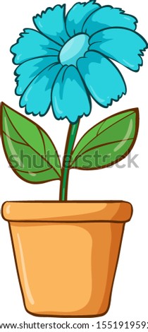 Single flower in blue color illustration