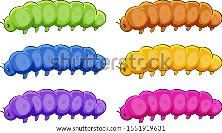 Caterpillars in many colors illustration