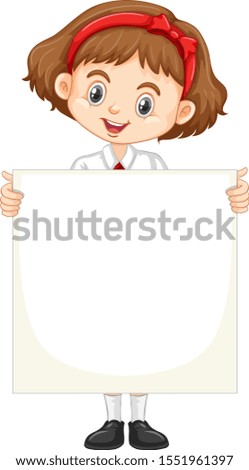 One happy girl with blank board illustration