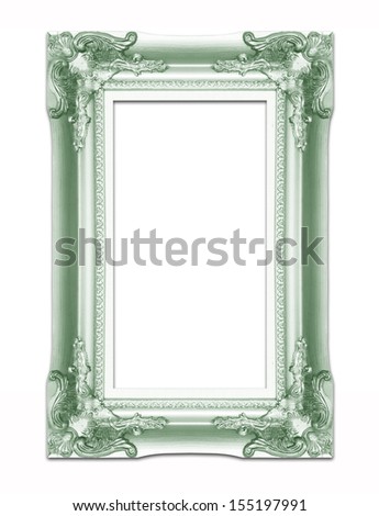 Green vintage picture frame .Isolated on white background