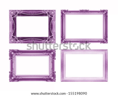 Set of purple picture frame isolated on white background