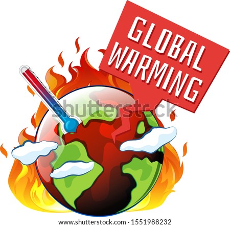 Global warming with earth on fire illustration
