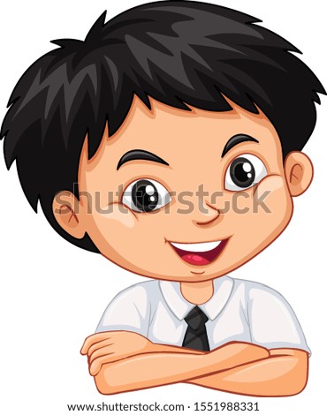 One happy boy with big smile illustration