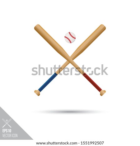 Smooth style crossed baseball bats and ball icon. Sports equipment vector illustration.