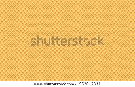 Waffle background, ice cream cone texture, sweet dessert wafer pattern, space for your text. Vector illustration Royalty-Free Stock Photo #1552012331