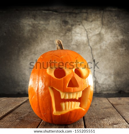 pumpkin in dark interior 