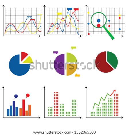 Financial graph, multicolored data graph on a white background
