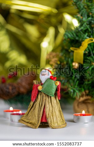 Christmas collection, gifts and decorative ornaments, on 
 a Christmas background. photographic still life.