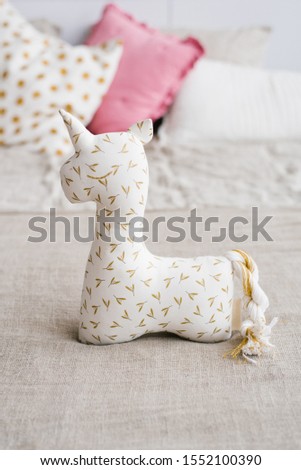 Children's pillow toy unicorn fabric