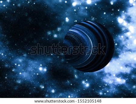 Discovery in astronomy, cosmic abstract and future technology concept - Stars, planet and galaxy in cosmos universe, space and time travel science background