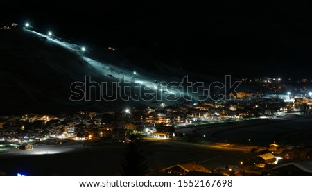 Livigno popular sky resort in Italy, beautiful city by night