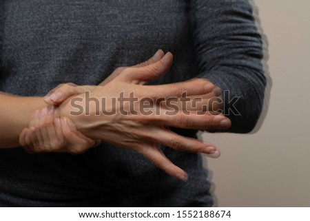 Woman with trembling hands, nervous gesture Royalty-Free Stock Photo #1552188674
