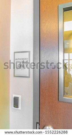 Vertical frame Abstract angle of doors in office building