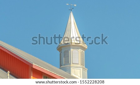Panorama frame Exterior of a barn at a vinyard with clear blue sky background on a sunny day