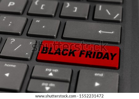pc keyboard keys of a personal computer or laptop close - up with inscriptions black friday with free space for your text, blank, design, copy space, mock up