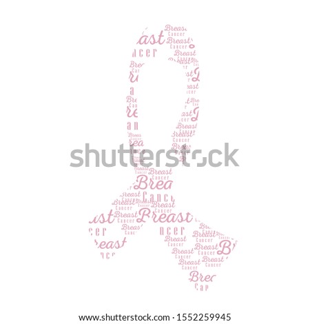 Breast cancer awareness ribbon with text - Vector