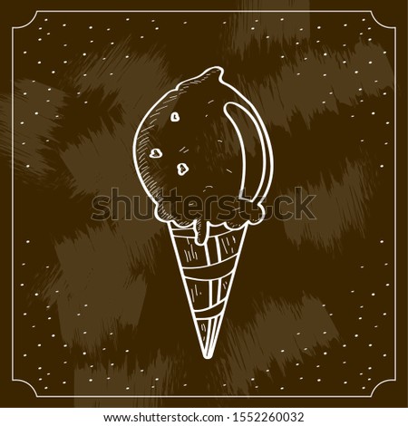 Vintage ice cream cone over a colored background - Vector illustration