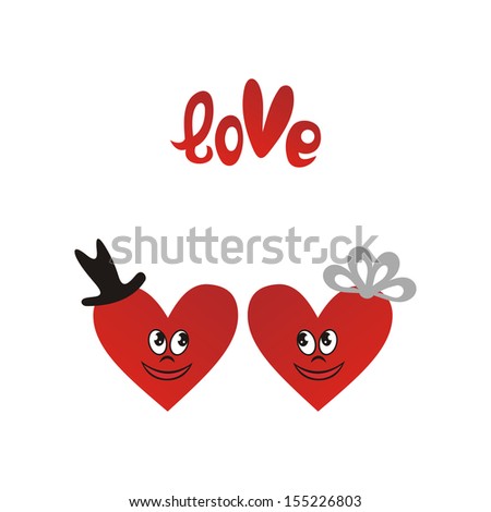 Valentines day card hearts cartoon vector illustration