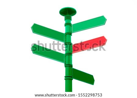 Crossroad signpost, Sign Post opposite directions. Blank for Copy Space.