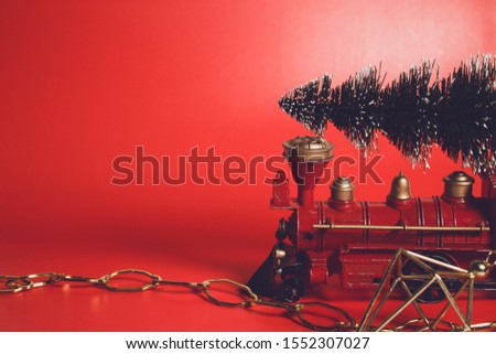 celebration happy new year and merry christmas season greeting holiday festival with red prop decoration gift on vintage background