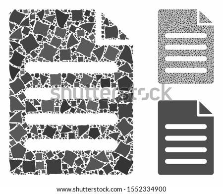 Text page composition of tuberous parts in various sizes and color tinges, based on text page icon. Vector tuberous parts are grouped into illustration. Text page icons collage with dotted pattern.
