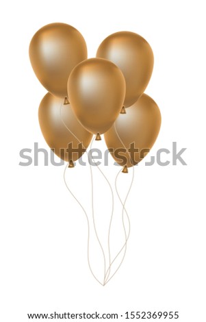 golden balloons helium floating decorative icons vector illustration design