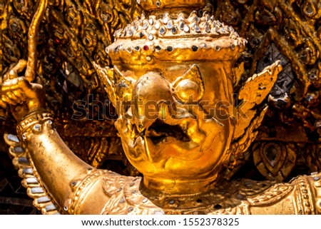 Gilding work, sculpture to decorate the temple walls in Bangkok