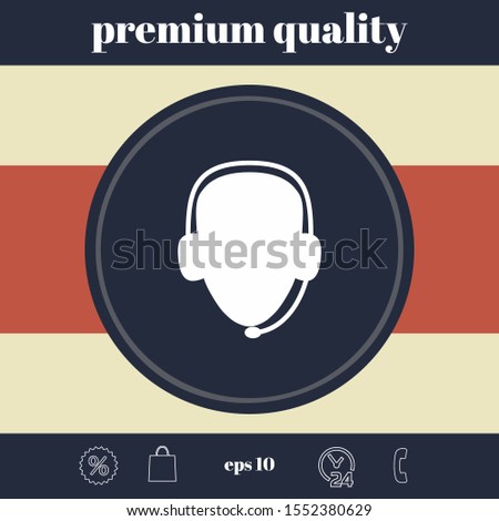 Operator in headset. Call center icon. Graphic elements for your design