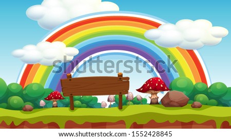Scene with rainbow in the park illustration
