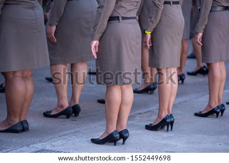 Training female police orderly rows
