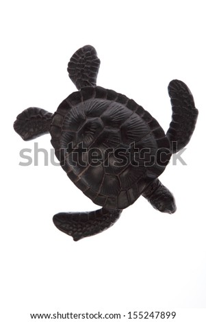 Plastic toy turtle isolated on white