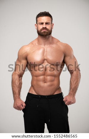 Muscled male model in studio