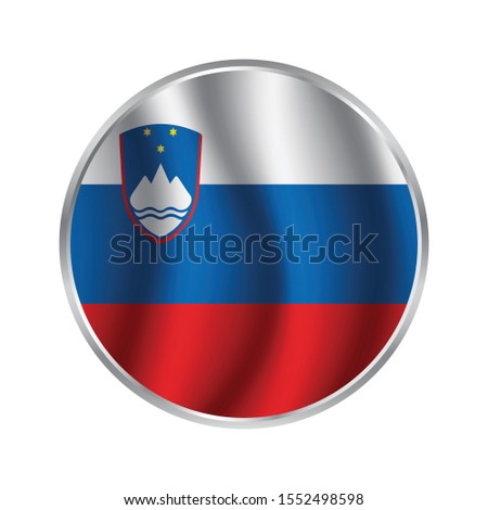Round slovenia flag vector icon isolated, slovenia flag button, button Flag of Slovenia. Vector illustration.