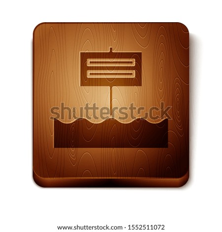 Brown Blank wooden sign board icon isolated on white background. Wooden square button. Vector Illustration