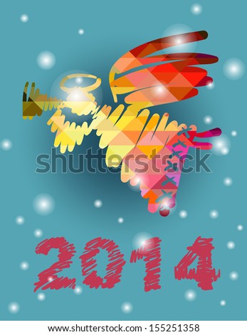 Vector Christmas angel and New Year hand-painted decoration