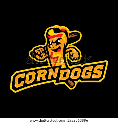 Corn Dogs for Baseball Mascot Logo Team in Vector Illustration