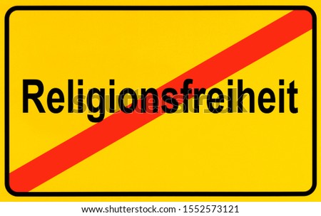 German city limits sign symbolising end of freedom of religion
