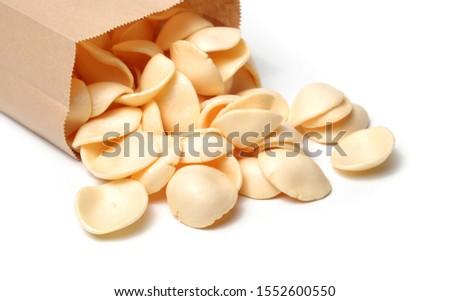Snacks: Potato Chips Isolated on White Background stock photo