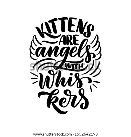 Funny lettering quote about cats for print in hand drawn style. Creative typography slogan design for posters. Cool vector illustration.