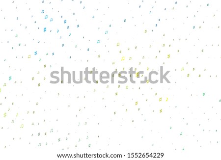 Light Blue, Yellow vector background with music symbols. Decorative design in abstract style with music shapes. Pattern for festival leaflets.